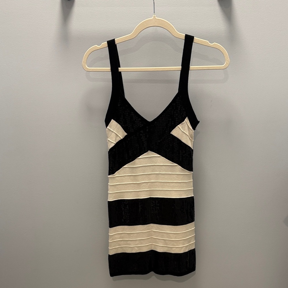 Metropark Black and White Striped Mini Dress